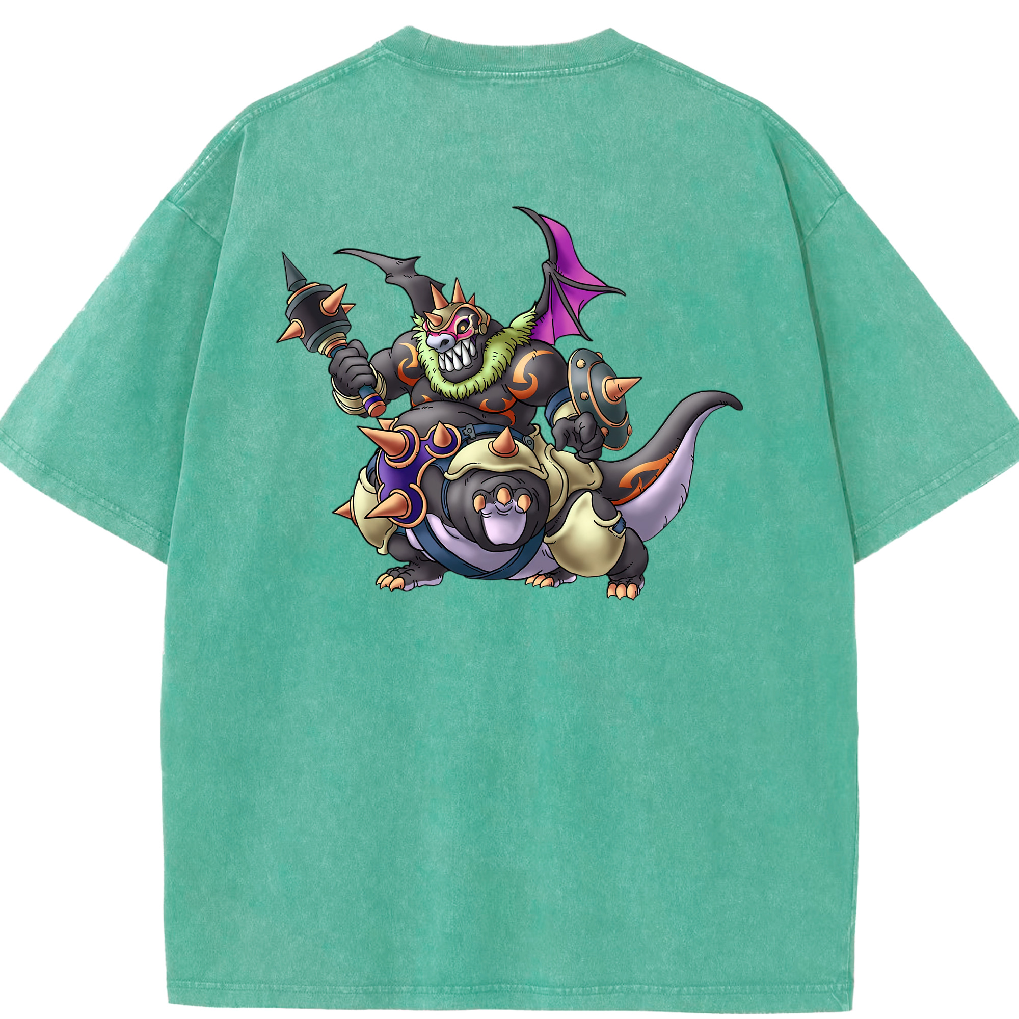 （画像用） ドラゴンクエスト Doragon Kuesuto Dragon Quest 綿100% ヴィンテージ風 半袖Tシャツ（背面プリント）